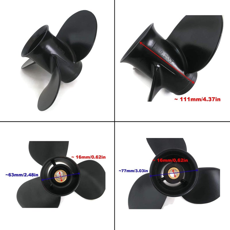 COPKINGO Boat Propeller 9 1/4x9 for Mercury Outboard 9.9-20HP 14 Tooth/Outboard Propeller for Tohatsu Engine 9.9HP 15HP 18HP 9.25x9 - Image 3